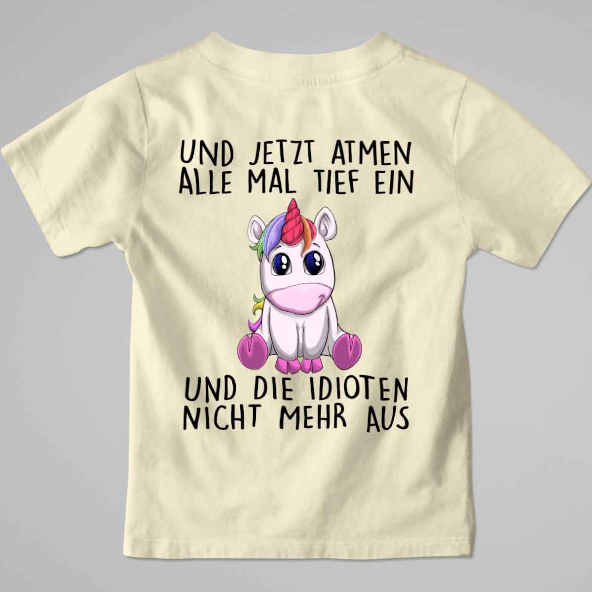 Einatmen Einhorn - Premium Shirt Kinder Rückendruck