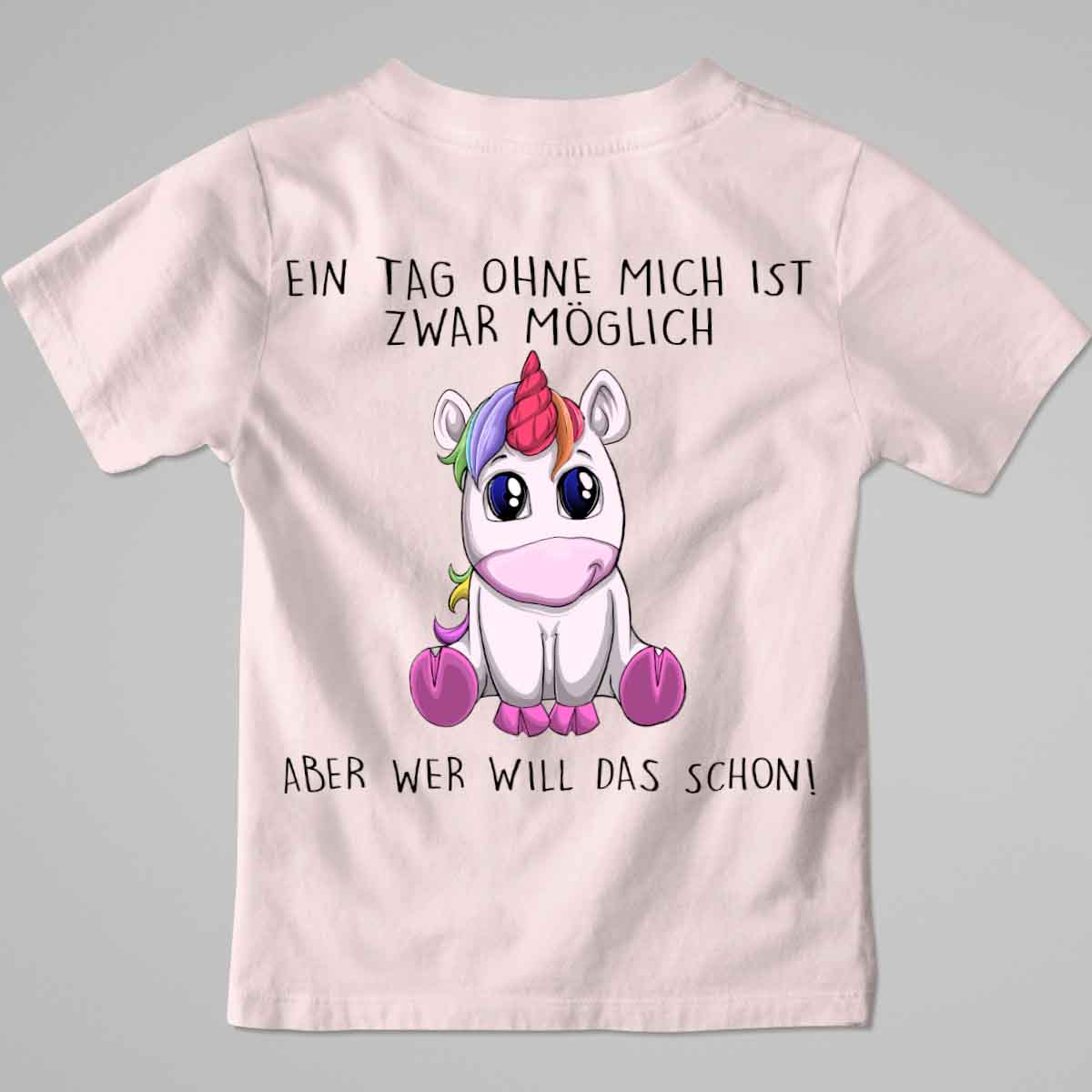 Ohne Mich Einhorn - Premium Shirt Kinder Rückendruck
