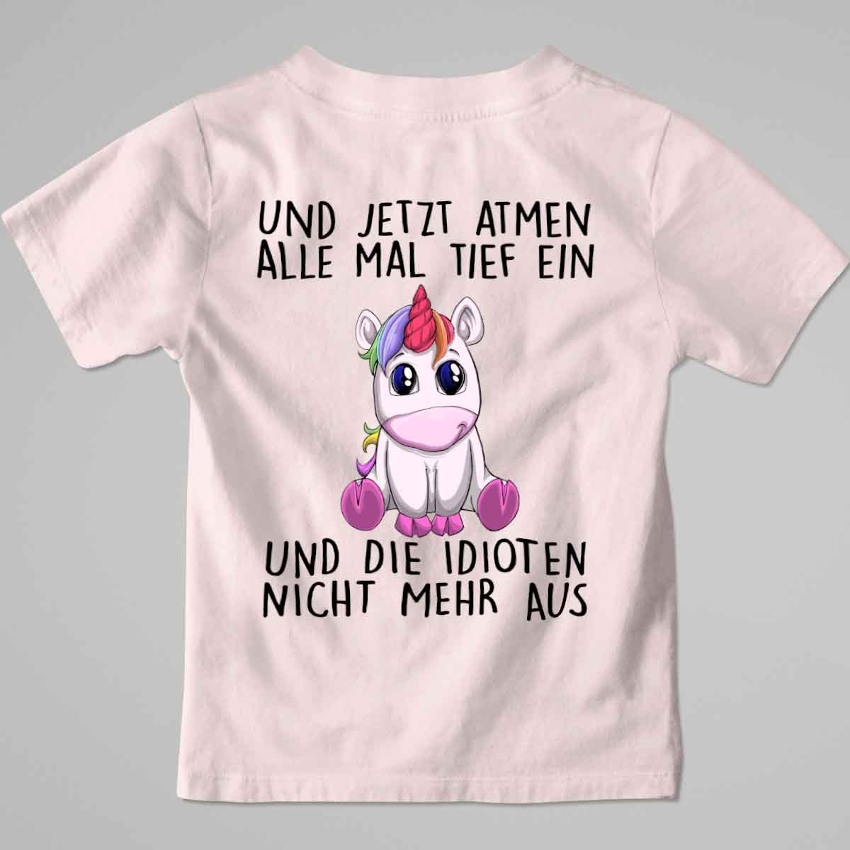 Einatmen Einhorn - Premium Shirt Kinder Rückendruck