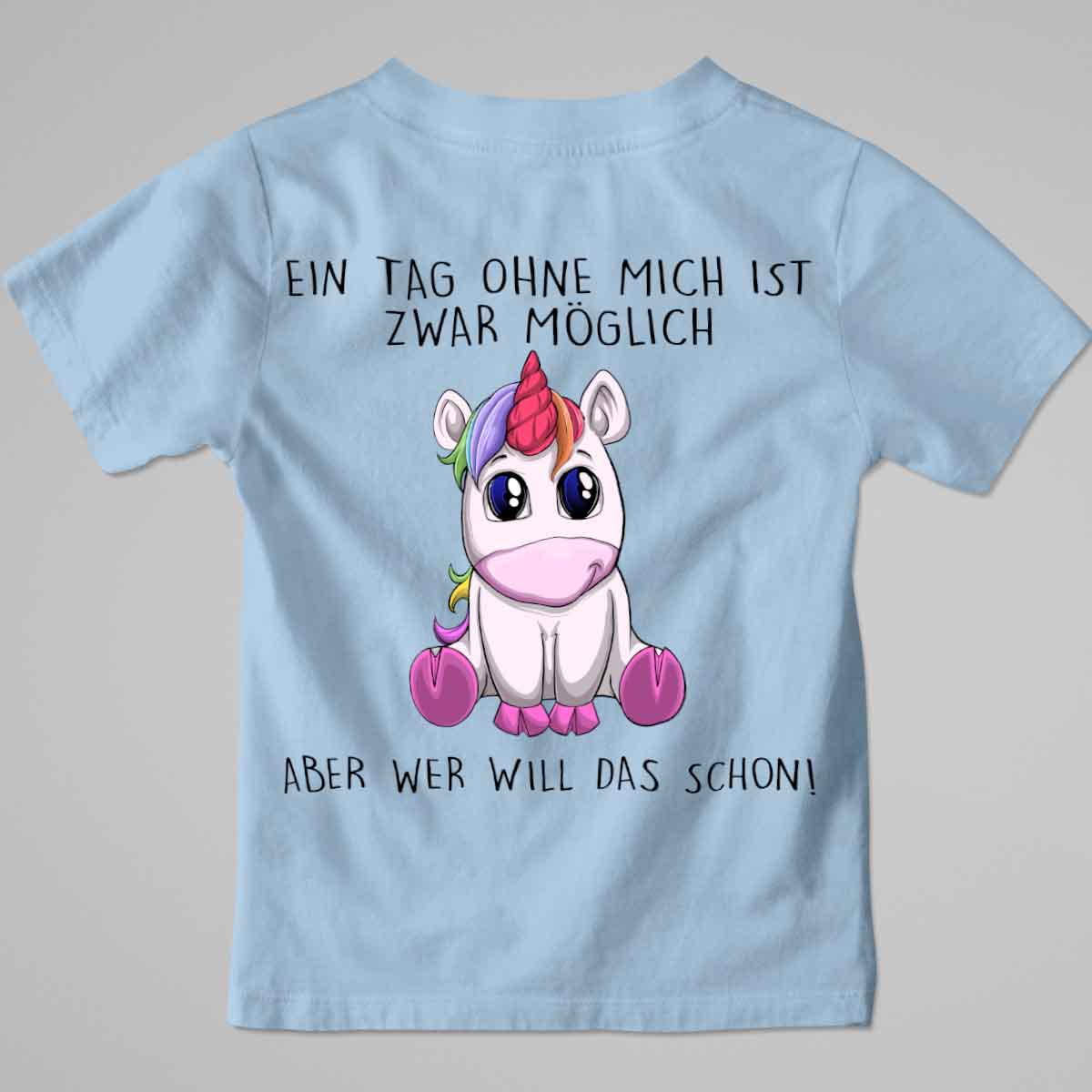 Ohne Mich Einhorn - Premium Shirt Kinder Rückendruck