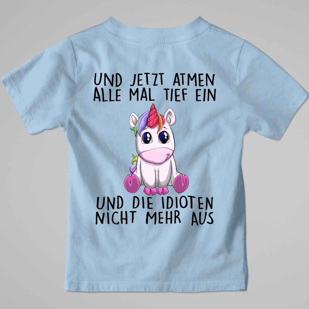 Einatmen Einhorn - Premium Shirt Kinder Rückendruck