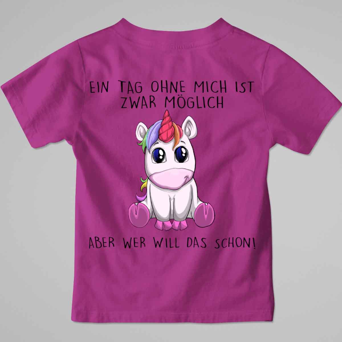 Ohne Mich Einhorn - Premium Shirt Kinder Rückendruck