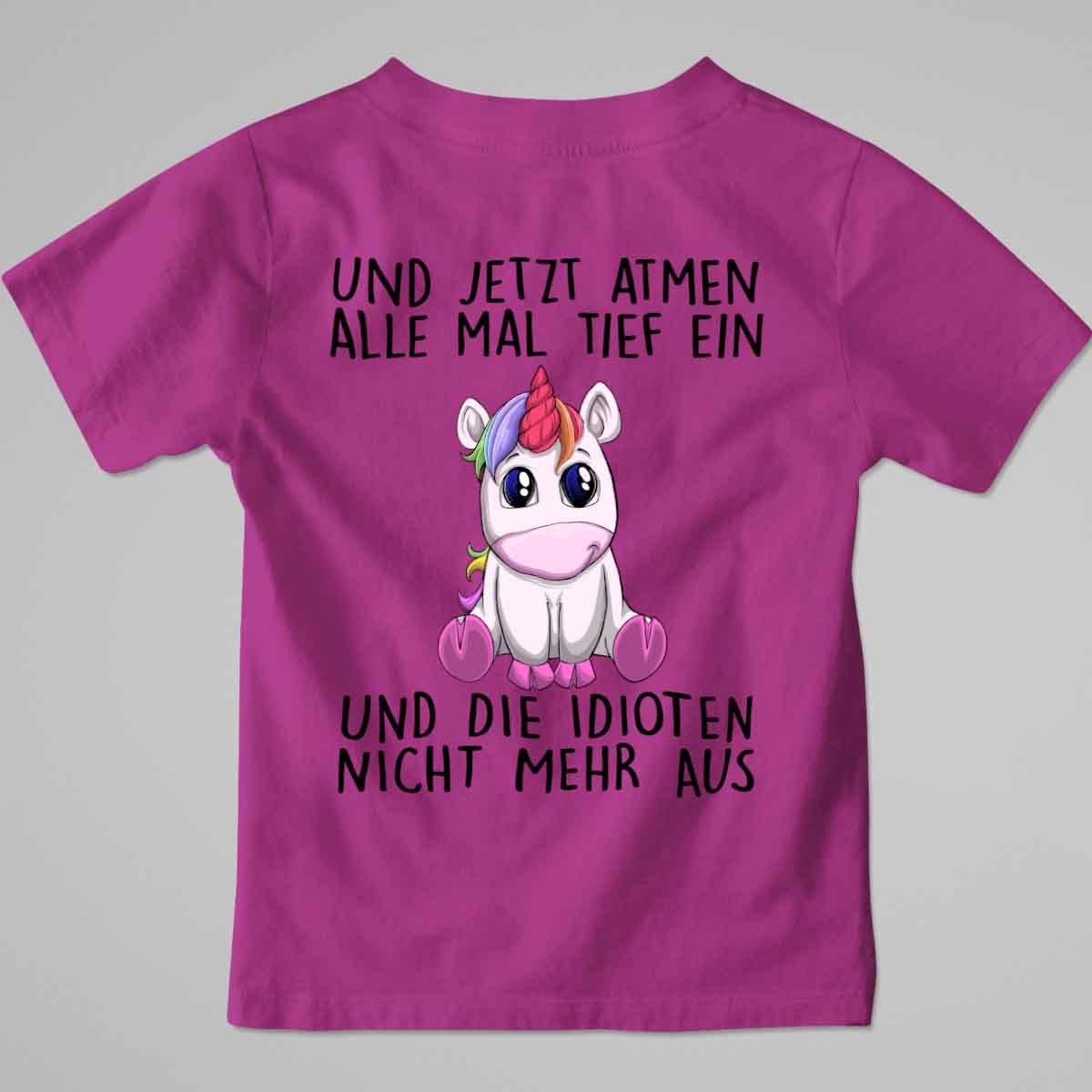 Einatmen Einhorn - Premium Shirt Kinder Rückendruck