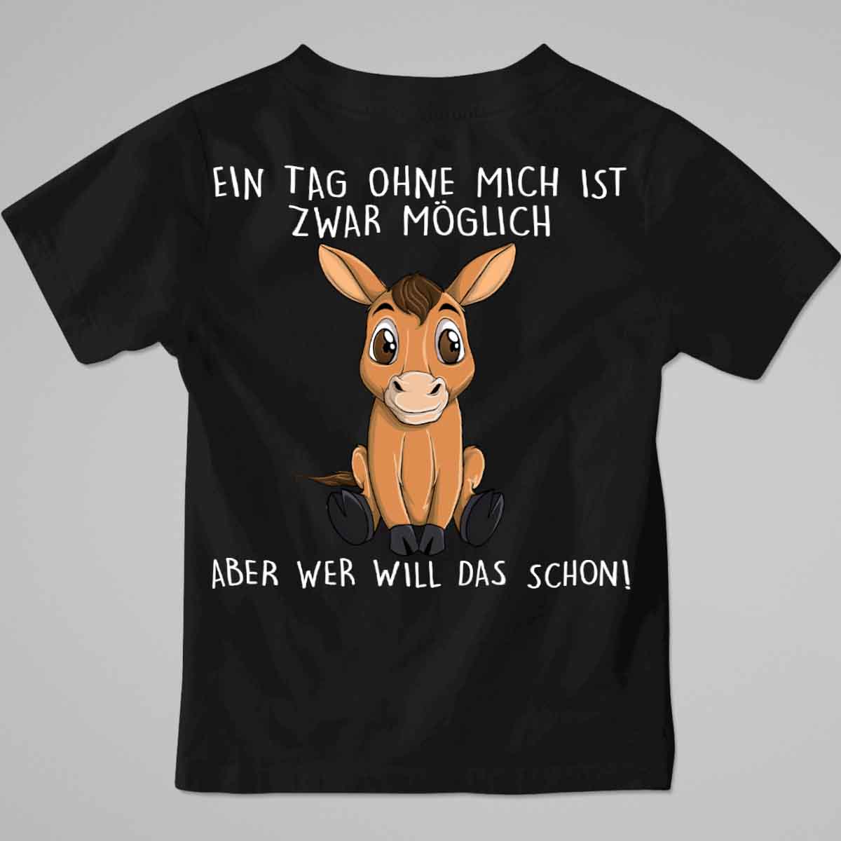 Ohne Mich Pferd - Premium Shirt Kinder Rückendruck