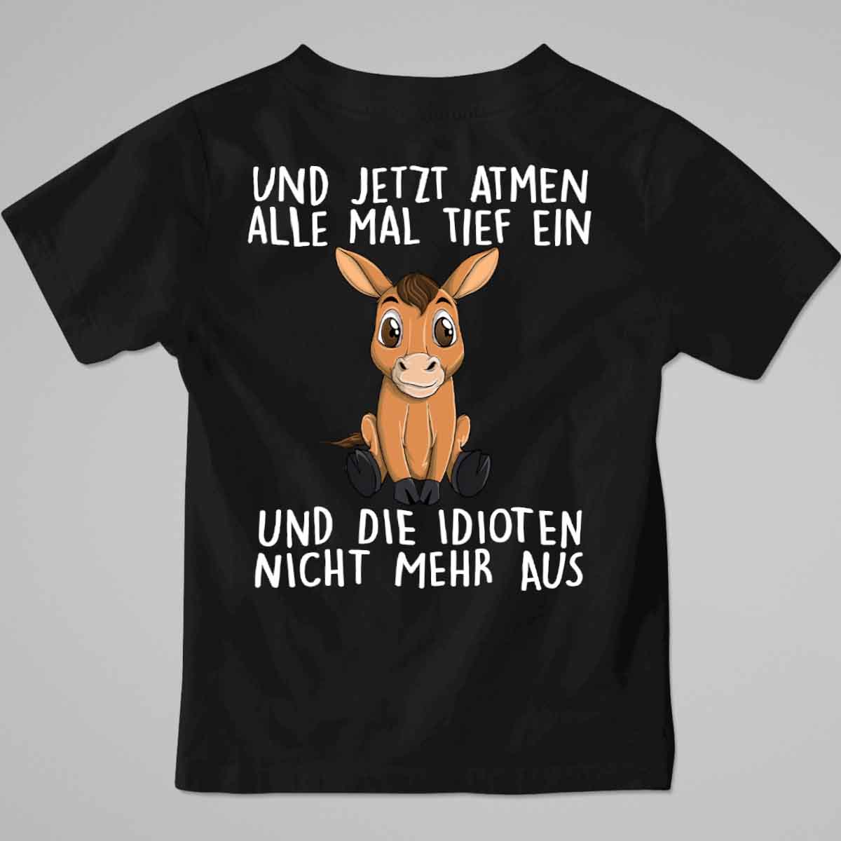 Einatmen Pferd - Premium Shirt Kinder Rückendruck