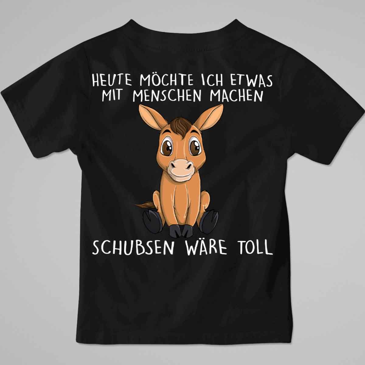 Schubsen Pferd - Premium Shirt Kinder Rückendruck