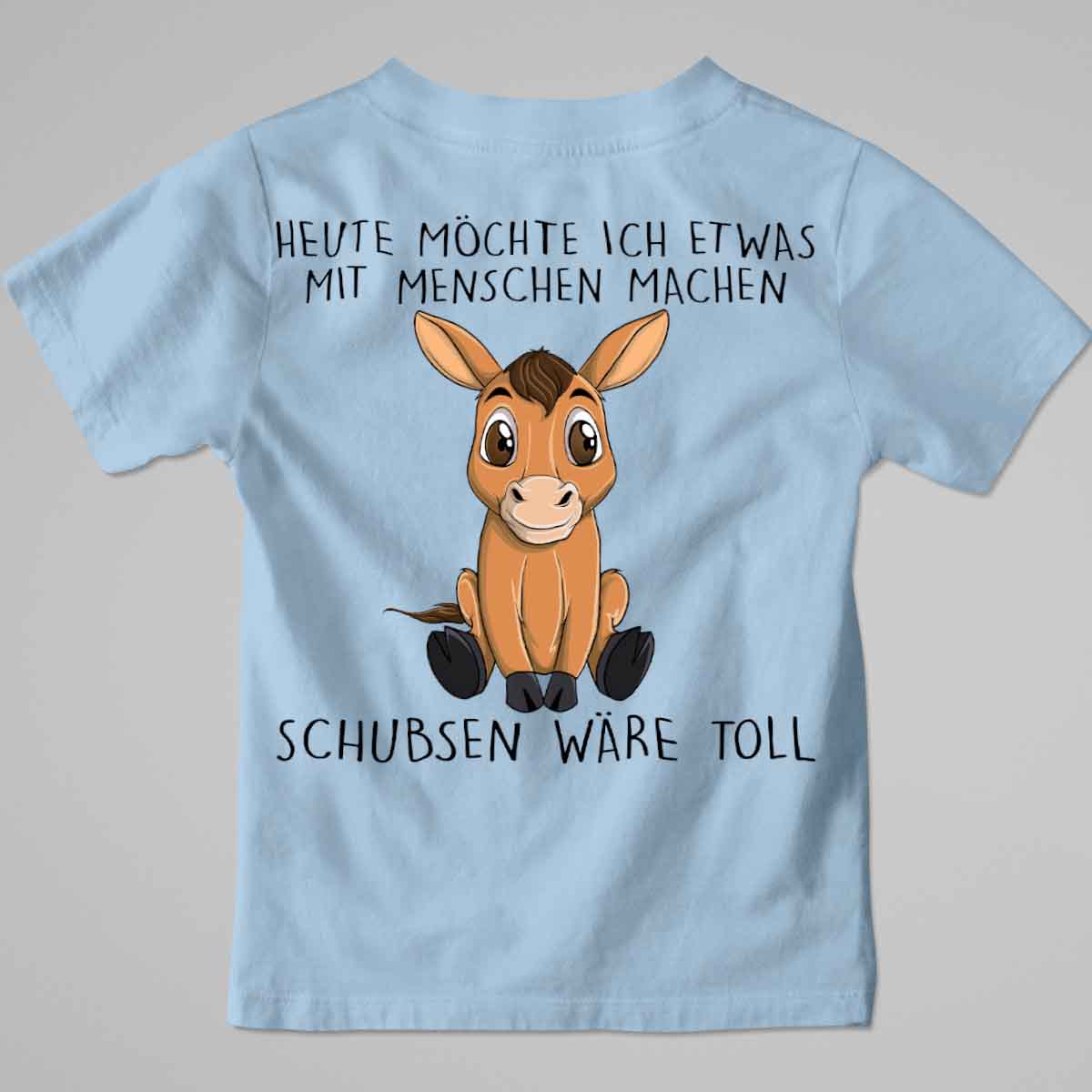 Schubsen Pferd - Premium Shirt Kinder Rückendruck
