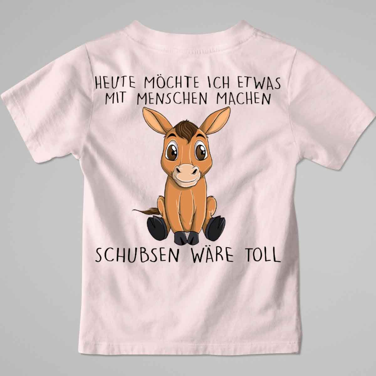 Schubsen Pferd - Premium Shirt Kinder Rückendruck