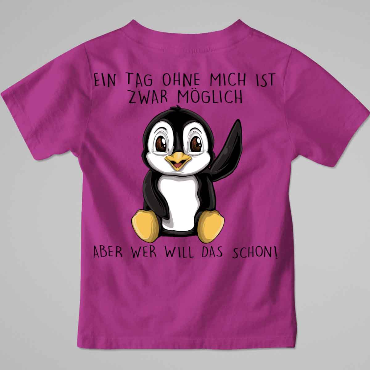 Ohne Mich Pinguin - Premium Shirt Kinder Rückendruck