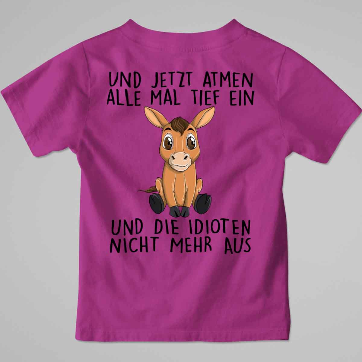 Einatmen Pferd - Premium Shirt Kinder Rückendruck