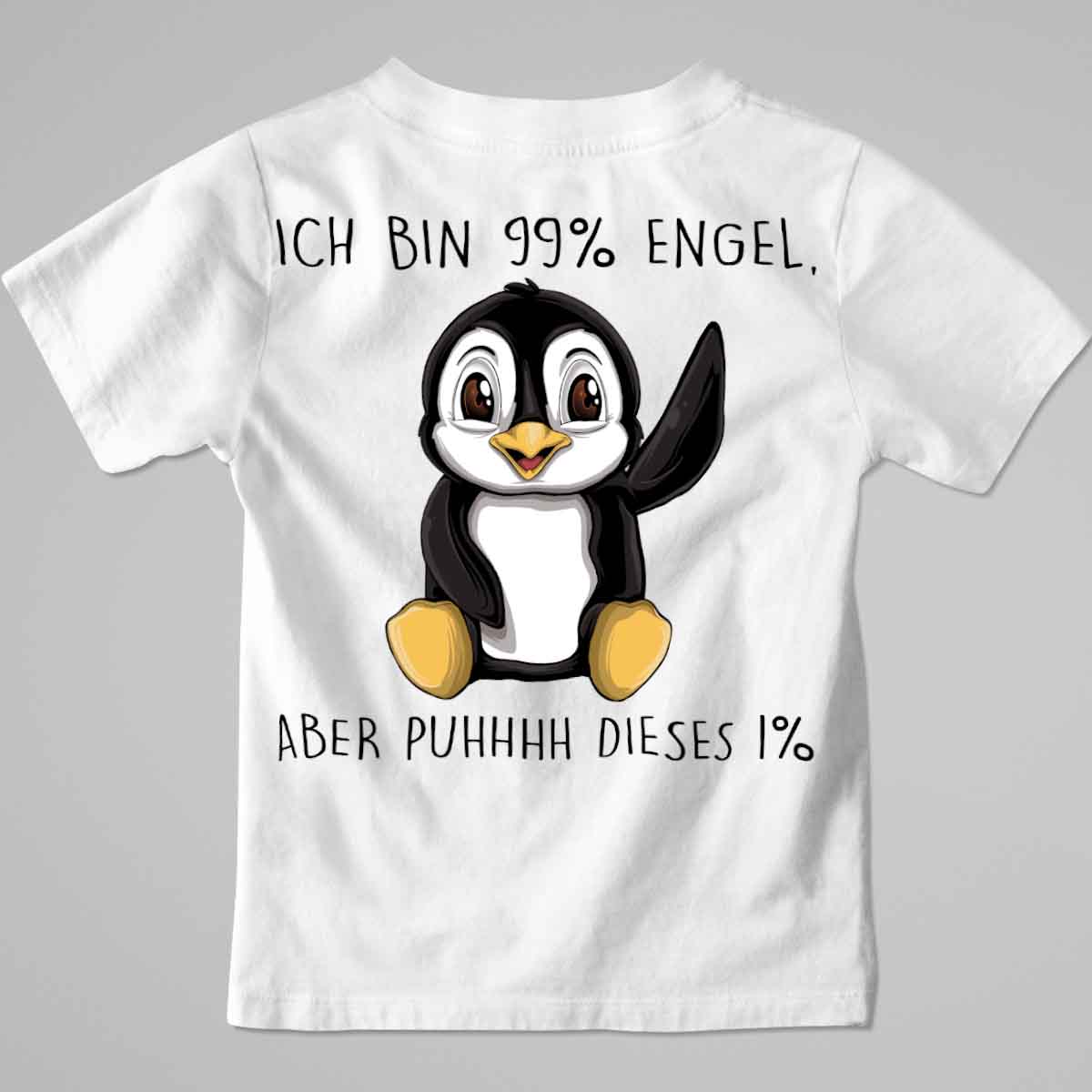 Engel Pinguin - Premium Shirt Kinder Rückendruck