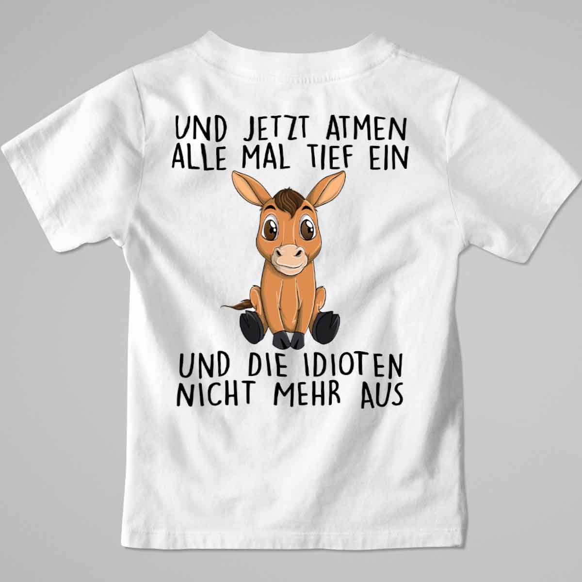 Einatmen Pferd - Premium Shirt Kinder Rückendruck