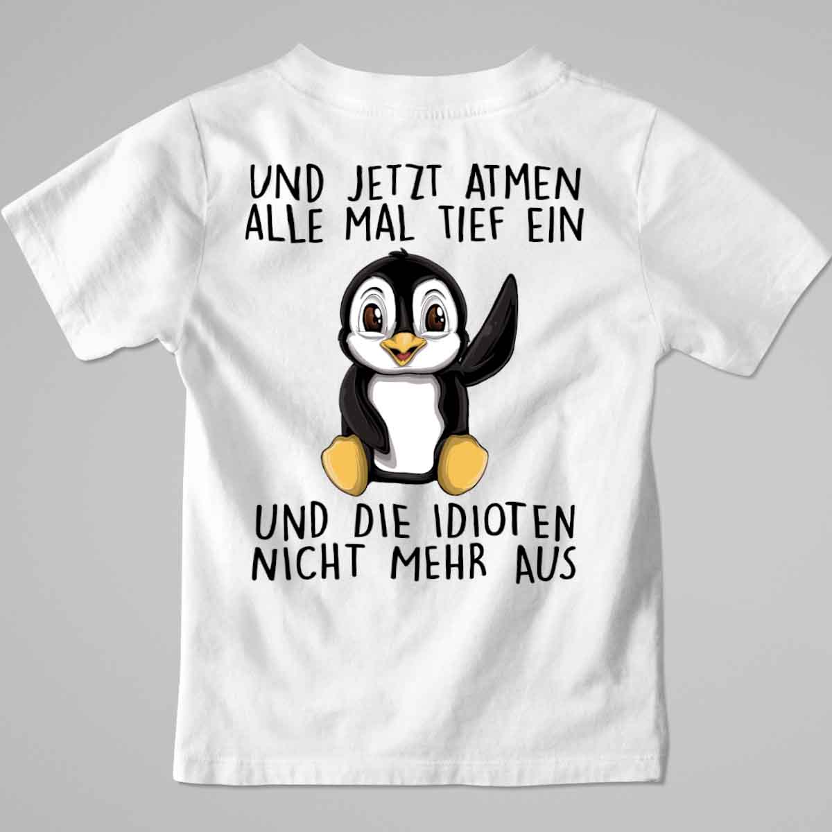 Einatmen Pinguin - Premium Shirt Kinder Rückendruck