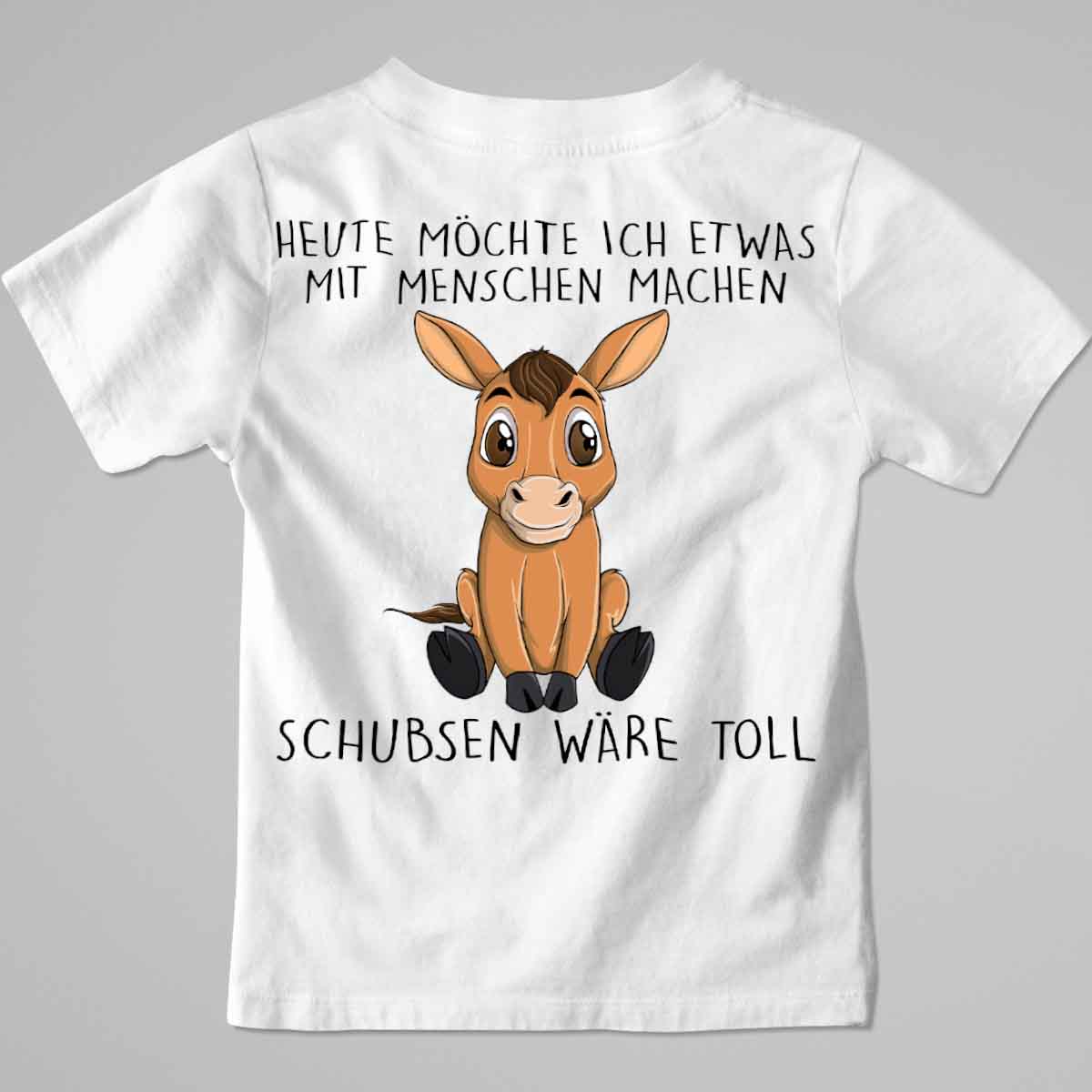 Schubsen Pferd - Premium Shirt Kinder Rückendruck