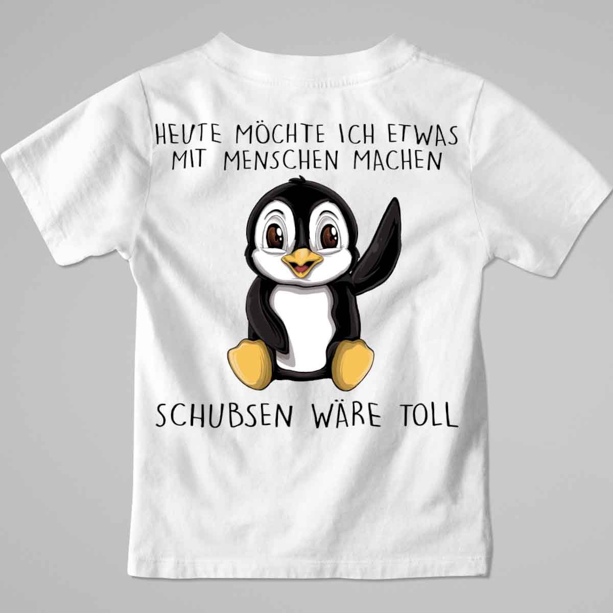 Schubsen Pinguin - Premium Shirt Kinder Rückendruck