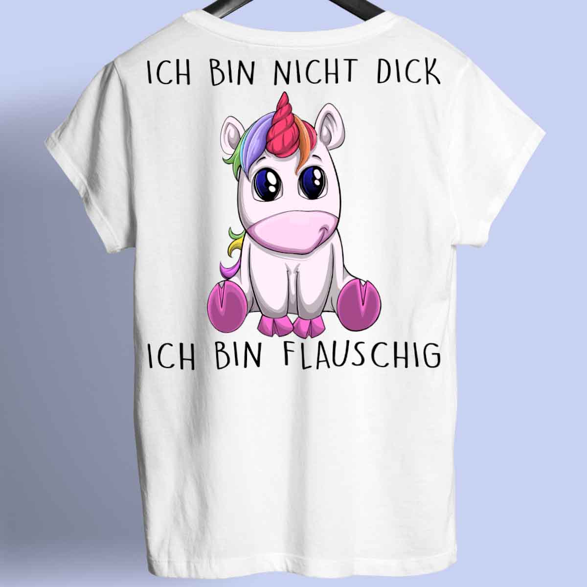 Flauschig Einhorn - Shirt Unisex Rückendruck