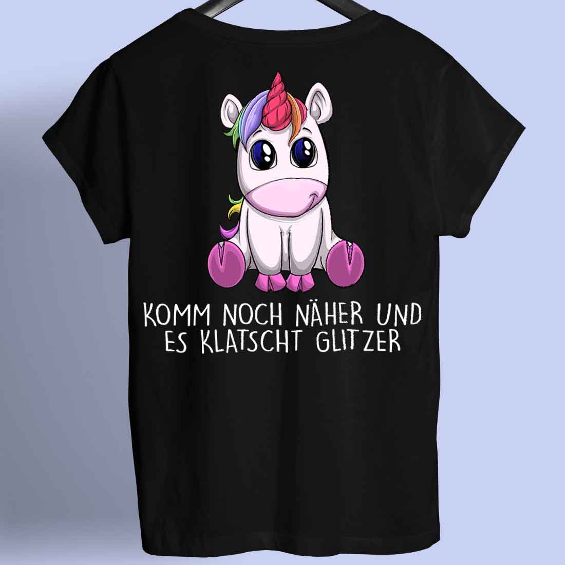 Glitzer Einhorn - Shirt Rückendruck