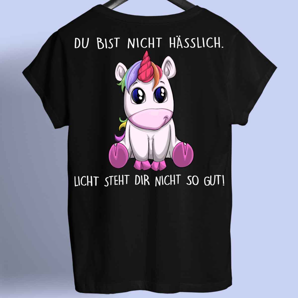 Licht Einhorn - Shirt Rückendruck