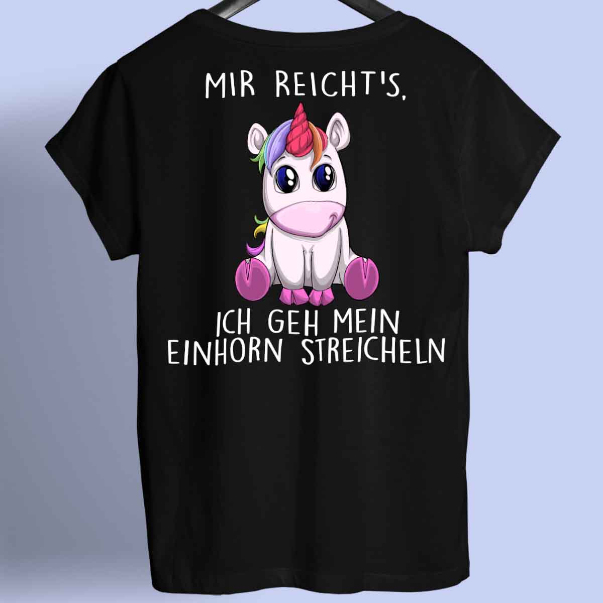 Streicheln Einhorn - Shirt Rückendruck