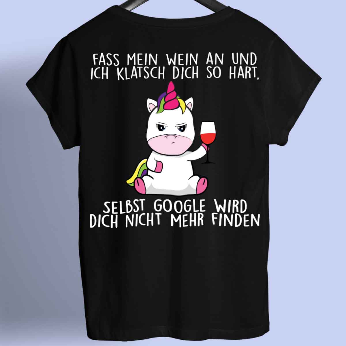 Wein Cute Einhorn - Shirt Unisex Rückendruck