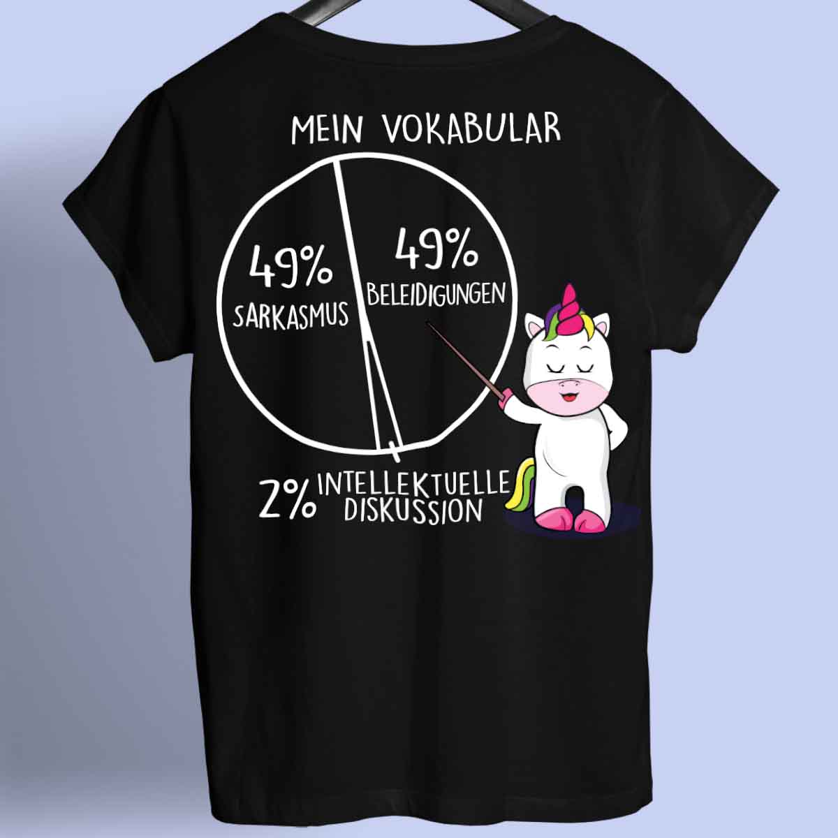 Vokabular Cute Einhorn - Shirt Rückendruck