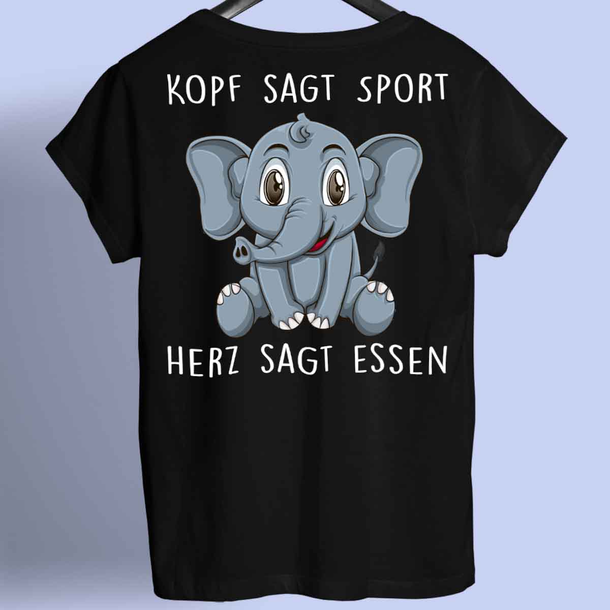 Essen Elefant - Shirt Rückendruck
