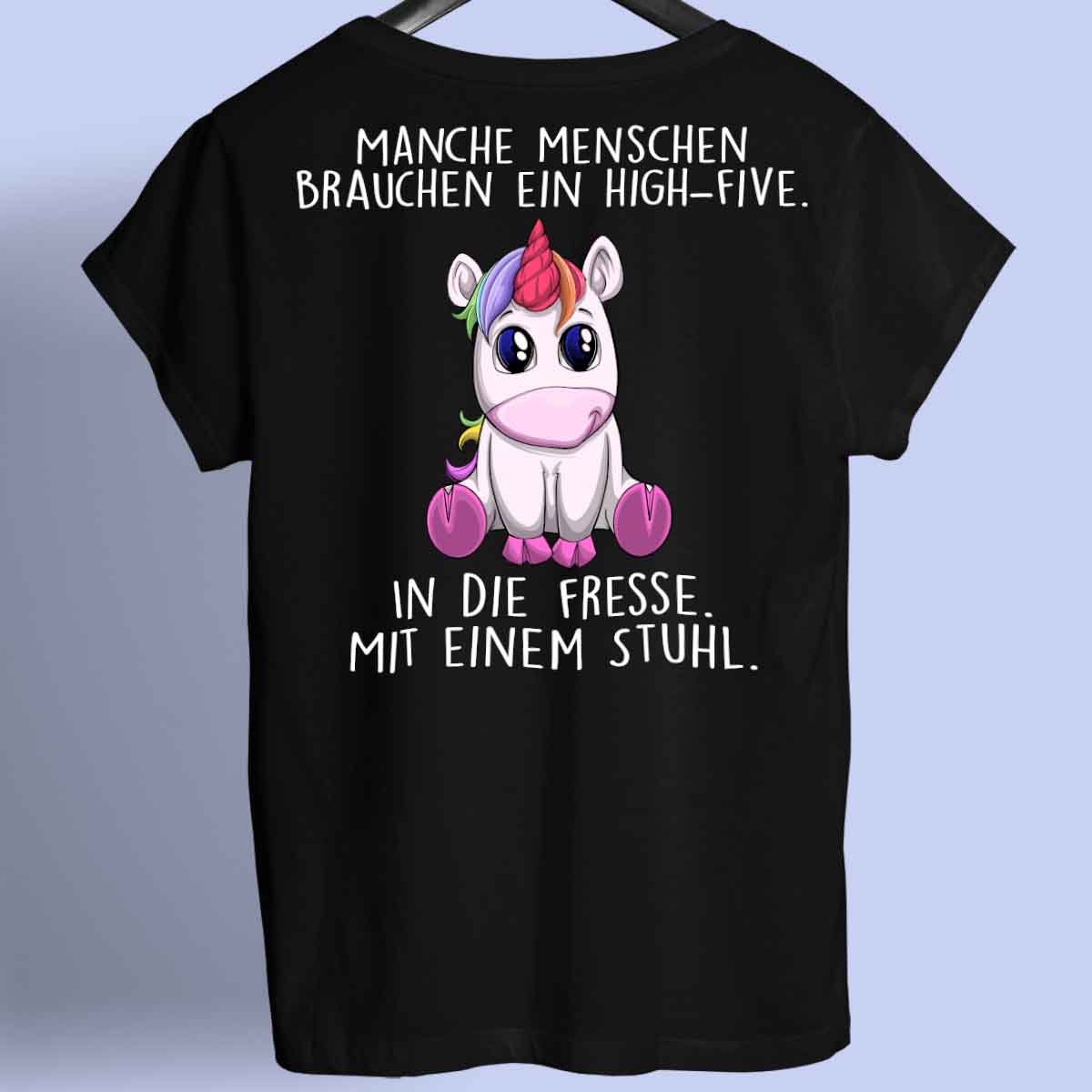 High-Five Einhorn - Shirt Unisex Rückendruck