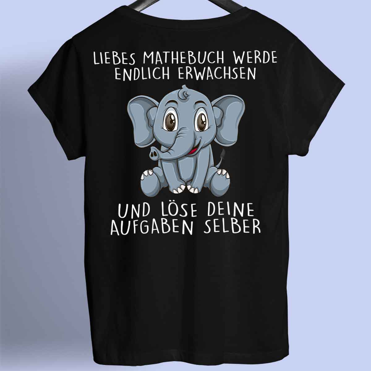 Mathebuch Elefant - Premium Shirt Rückendruck