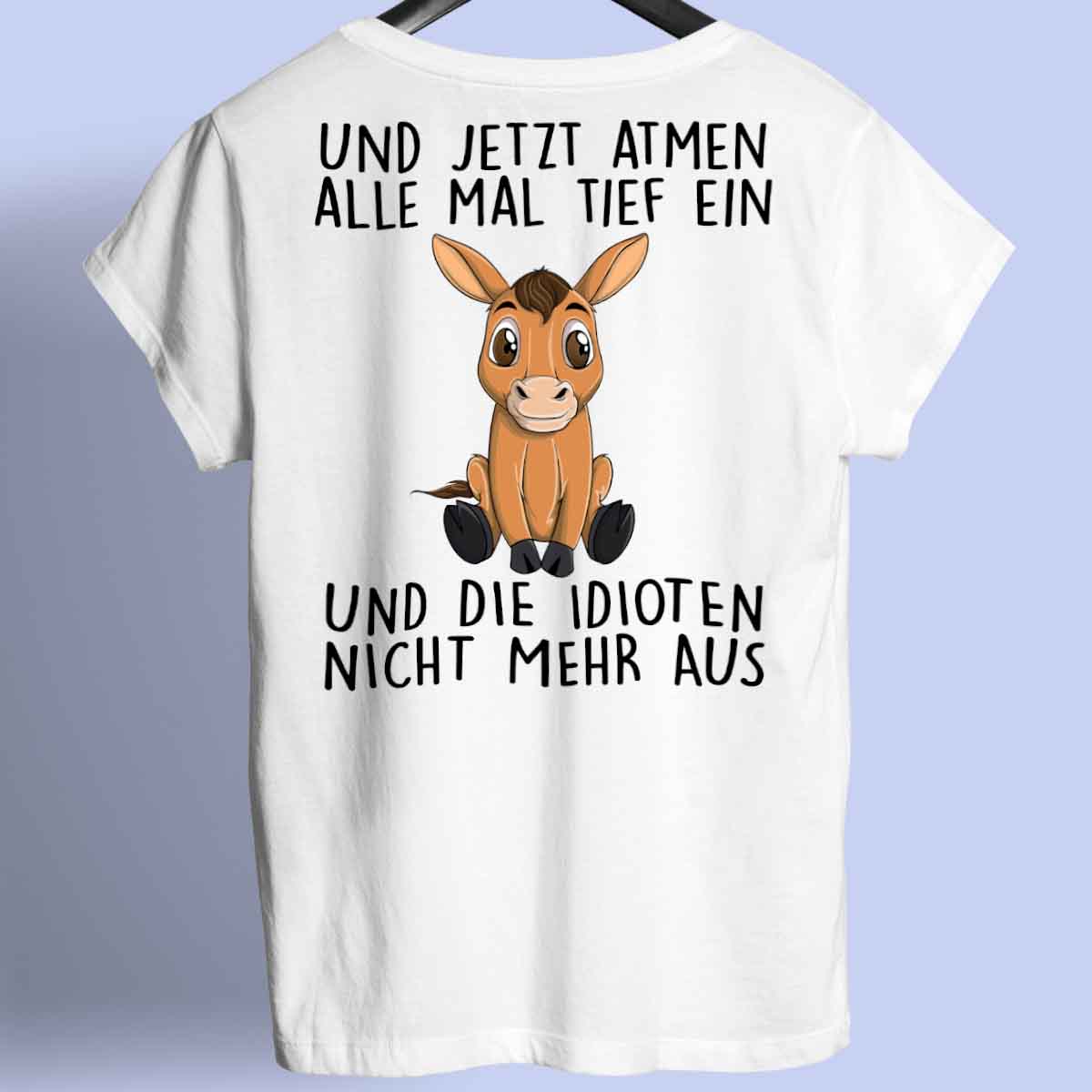Einatmen Pferd - Premium Shirt Rückendruck