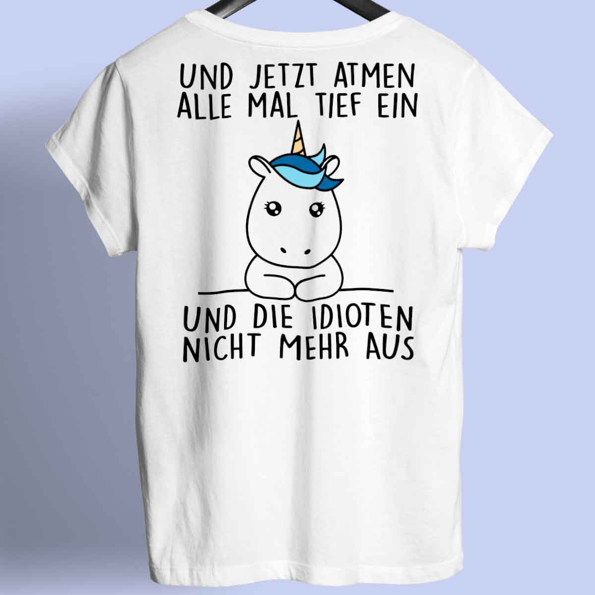 Einatmen Simple Einhorn - Shirt Rückendruck