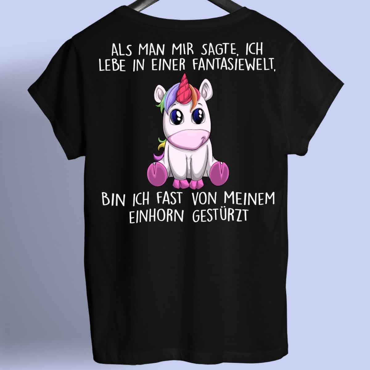 Fantasiewelt Einhorn - Shirt Rückendruck