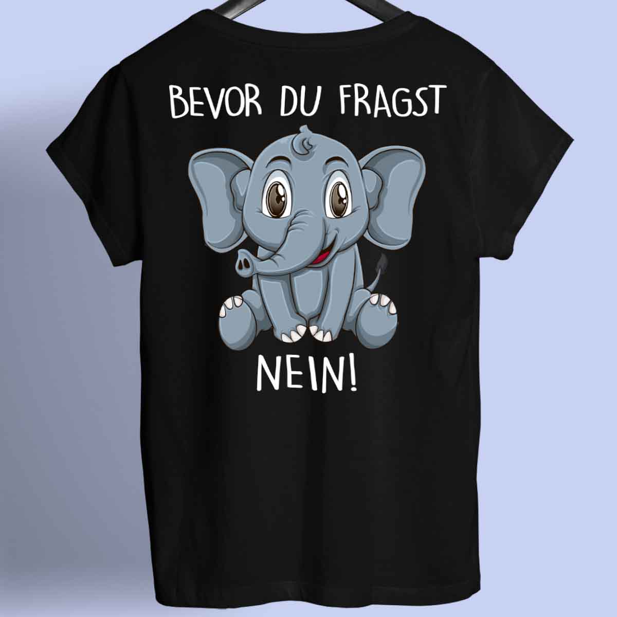 Fragen Elefant - Shirt Unisex Rückendruck
