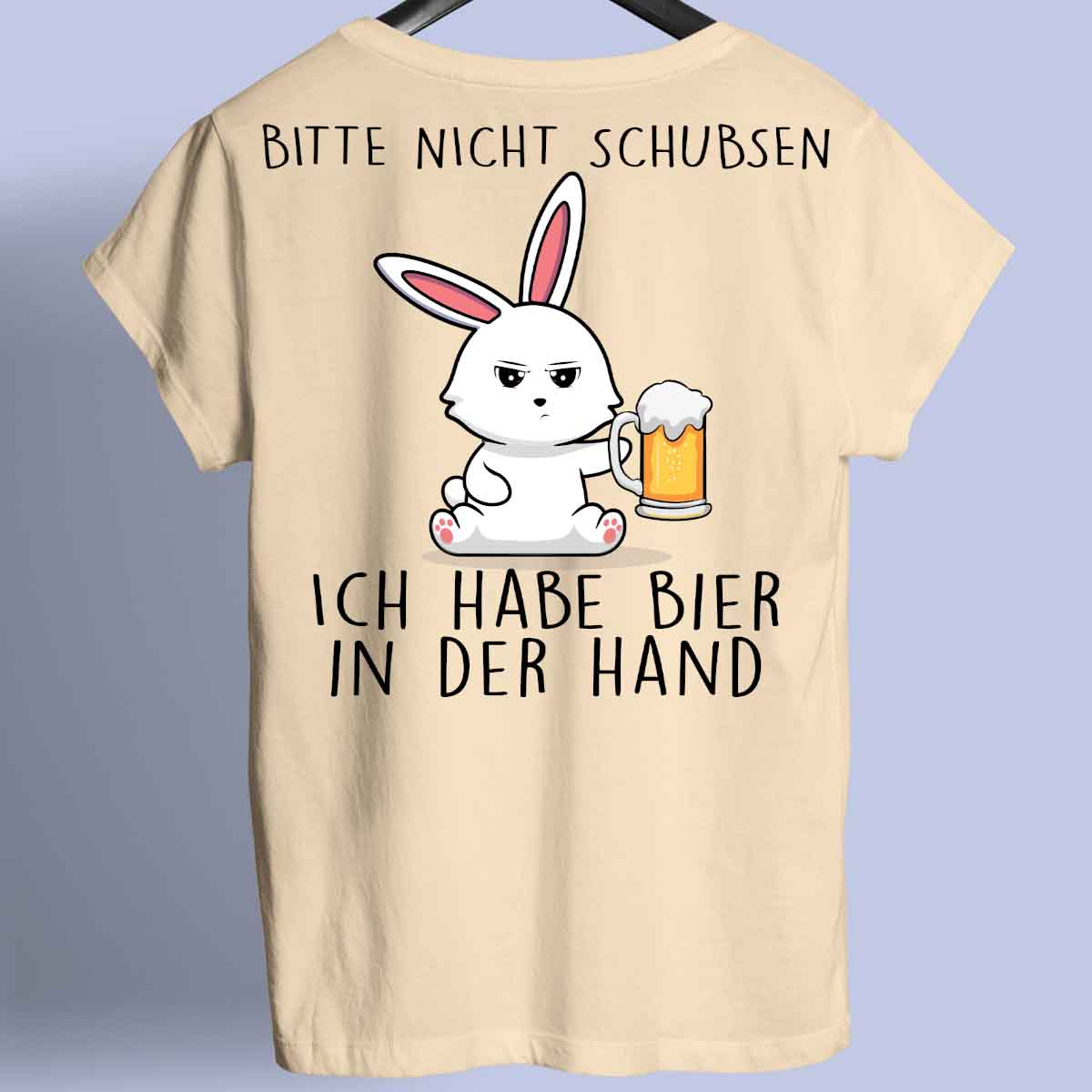 Nicht Schubsen Bier Bunny - Shirt Unisex Rückendruck