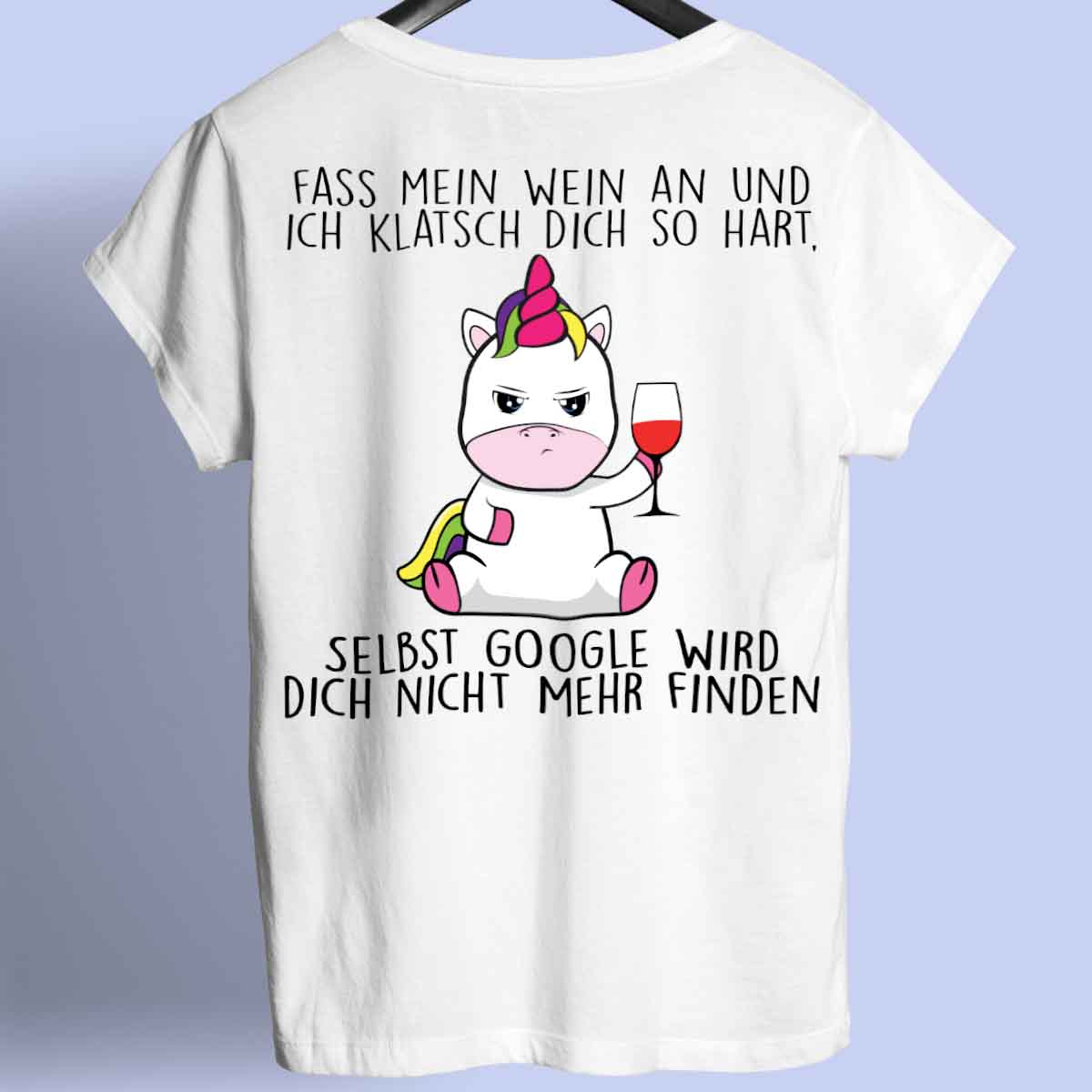 Wein Cute Einhorn - Shirt Unisex Rückendruck