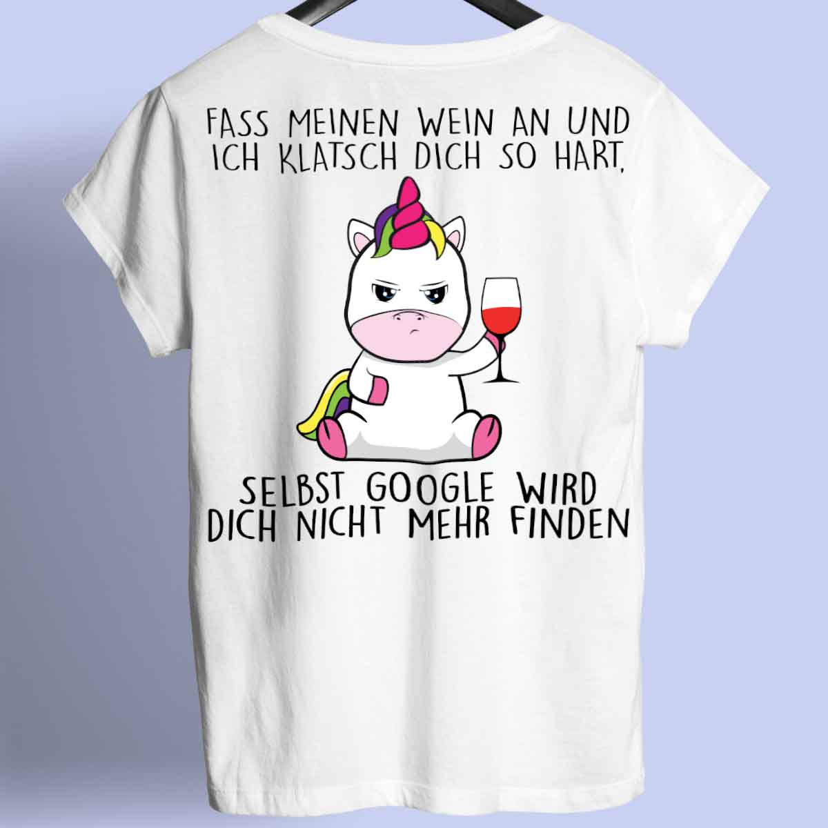 Wein Cute Einhorn - Shirt Unisex Rückendruck