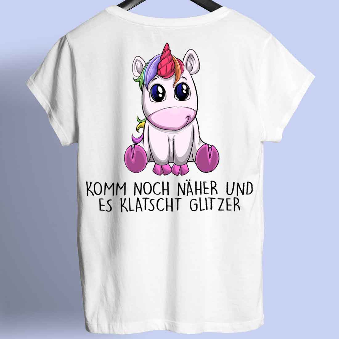 Glitzer Einhorn - Shirt Rückendruck