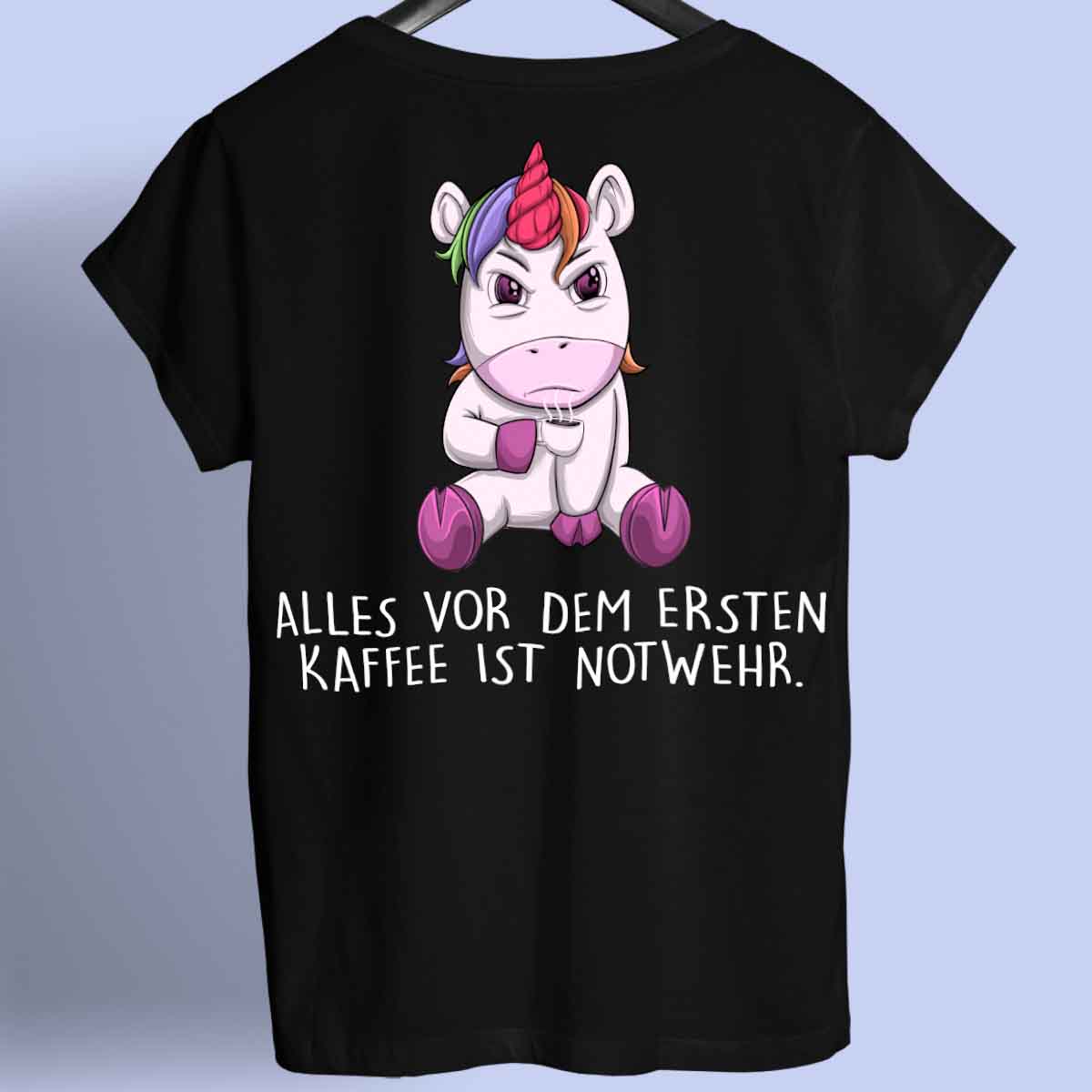 Notwehr Angry Einhorn - Shirt Unisex Rückendruck