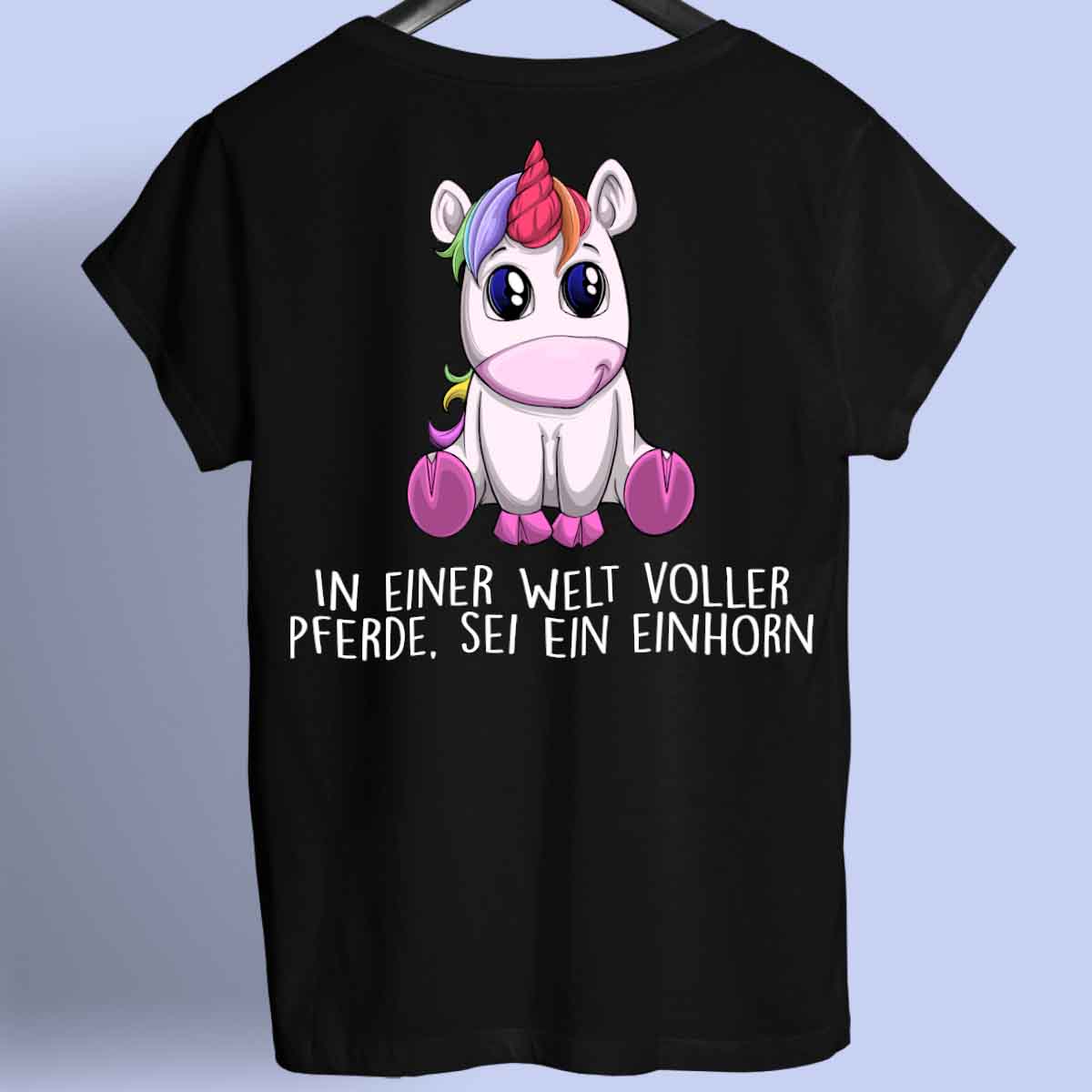 Pferde Einhorn - Shirt Rückendruck