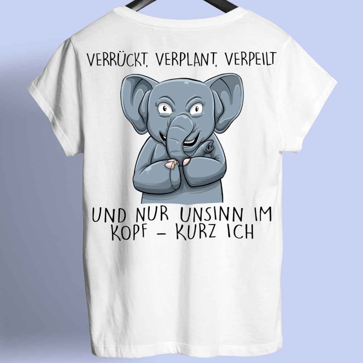 Kurz Ich Elefant - Shirt Unisex Rückendruck