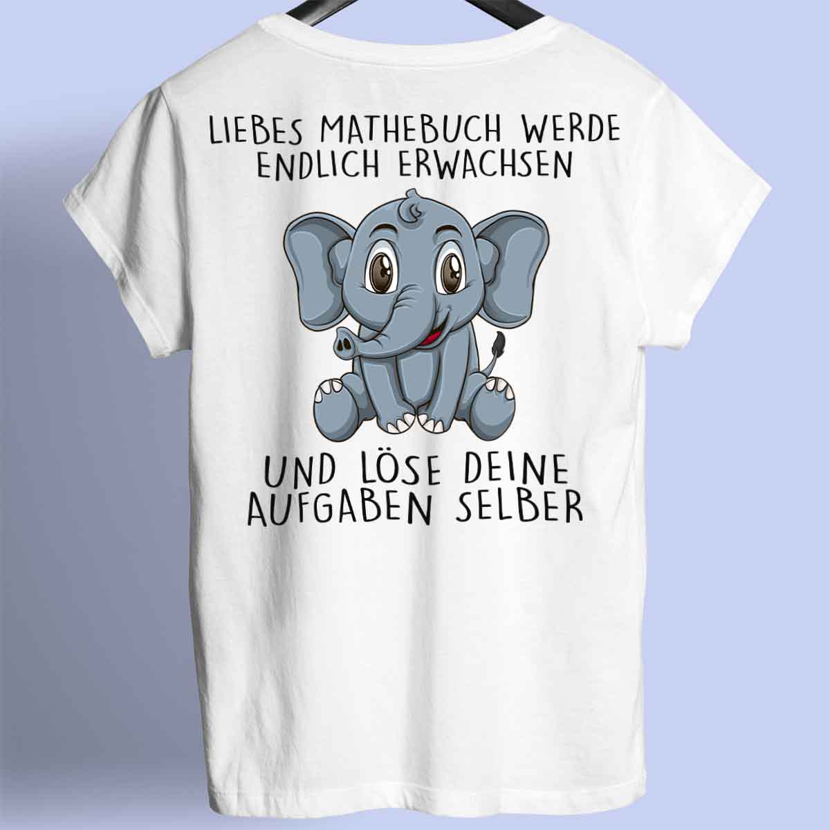 Mathebuch Elefant - Premium Shirt Rückendruck