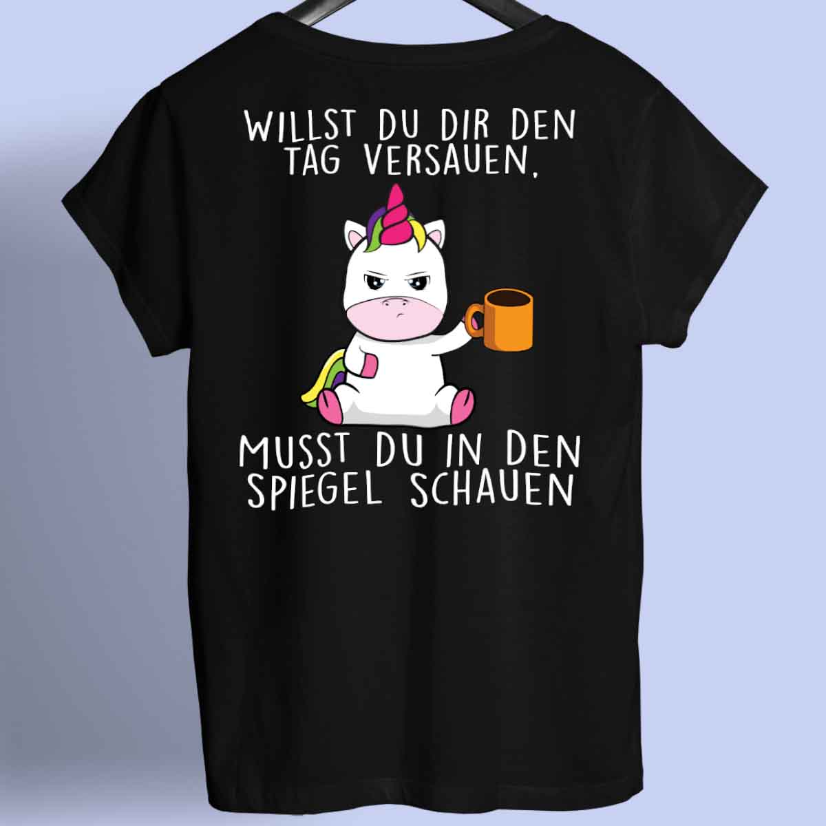 Spiegel Cute Einhorn - Shirt Unisex Rückendruck