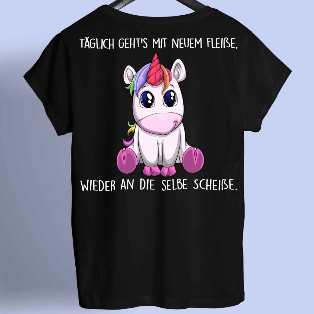 Fleißig Einhorn - Shirt Rückendruck