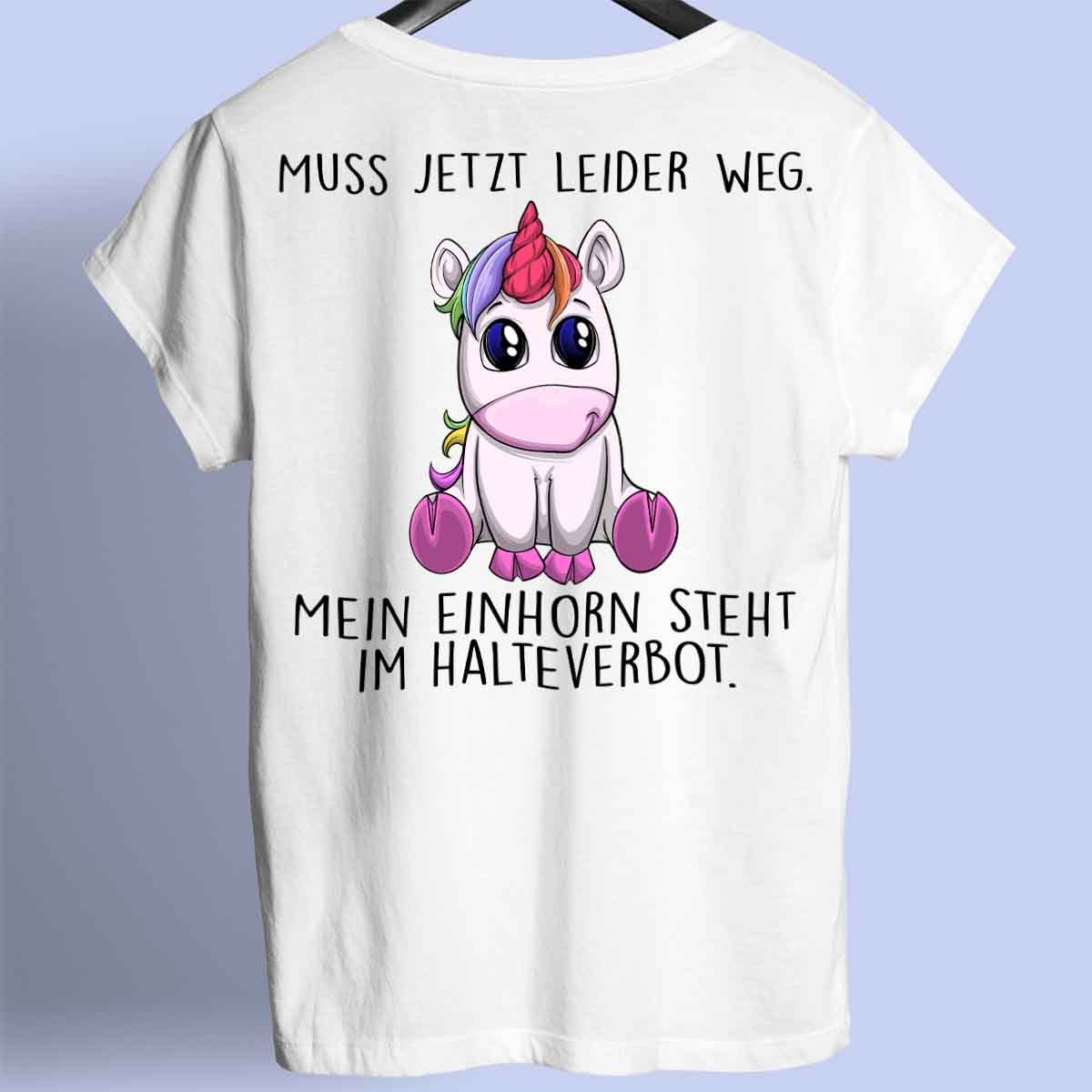 Halteverbot Einhorn - Premium Shirt Rückendruck