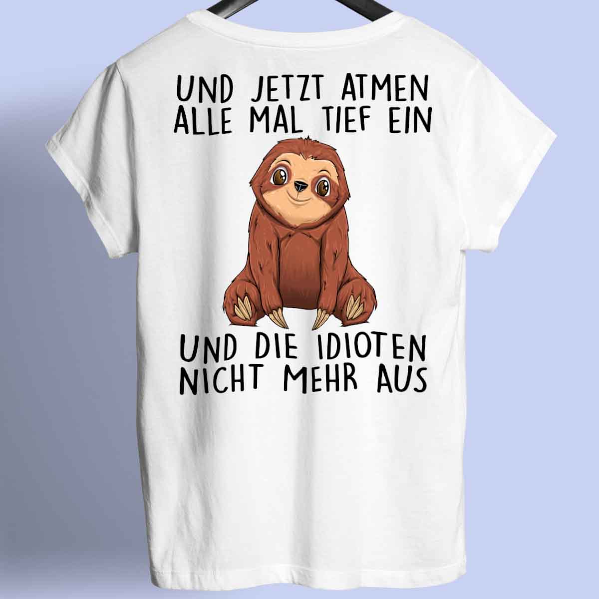 Einatmen Faultier - Premium Shirt Rückendruck