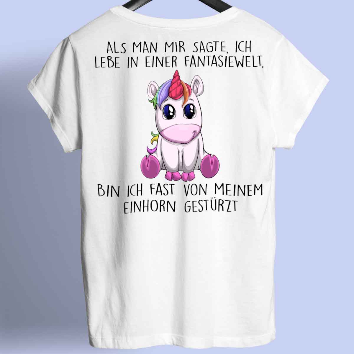 Fantasiewelt Einhorn - Shirt Rückendruck