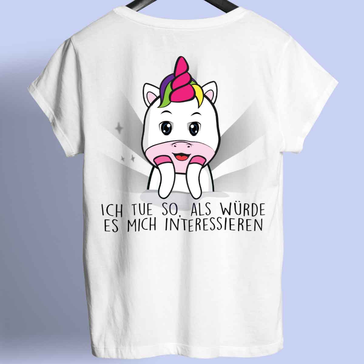 Interessieren Cute Einhorn - Shirt Unisex Rückendruck