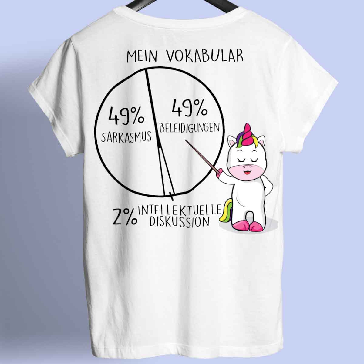 Vokabular Cute Einhorn - Shirt Rückendruck