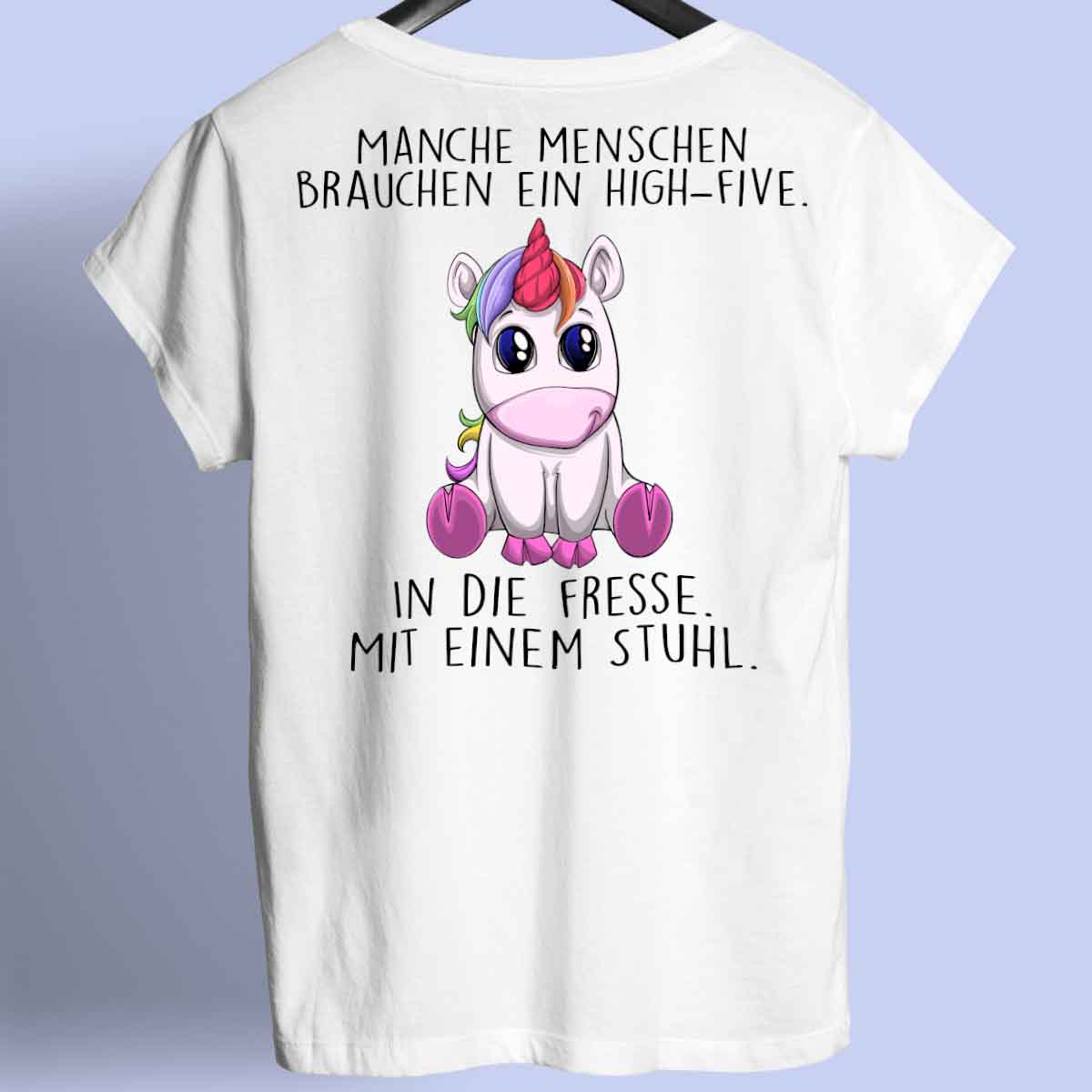 High-Five Einhorn - Shirt Unisex Rückendruck