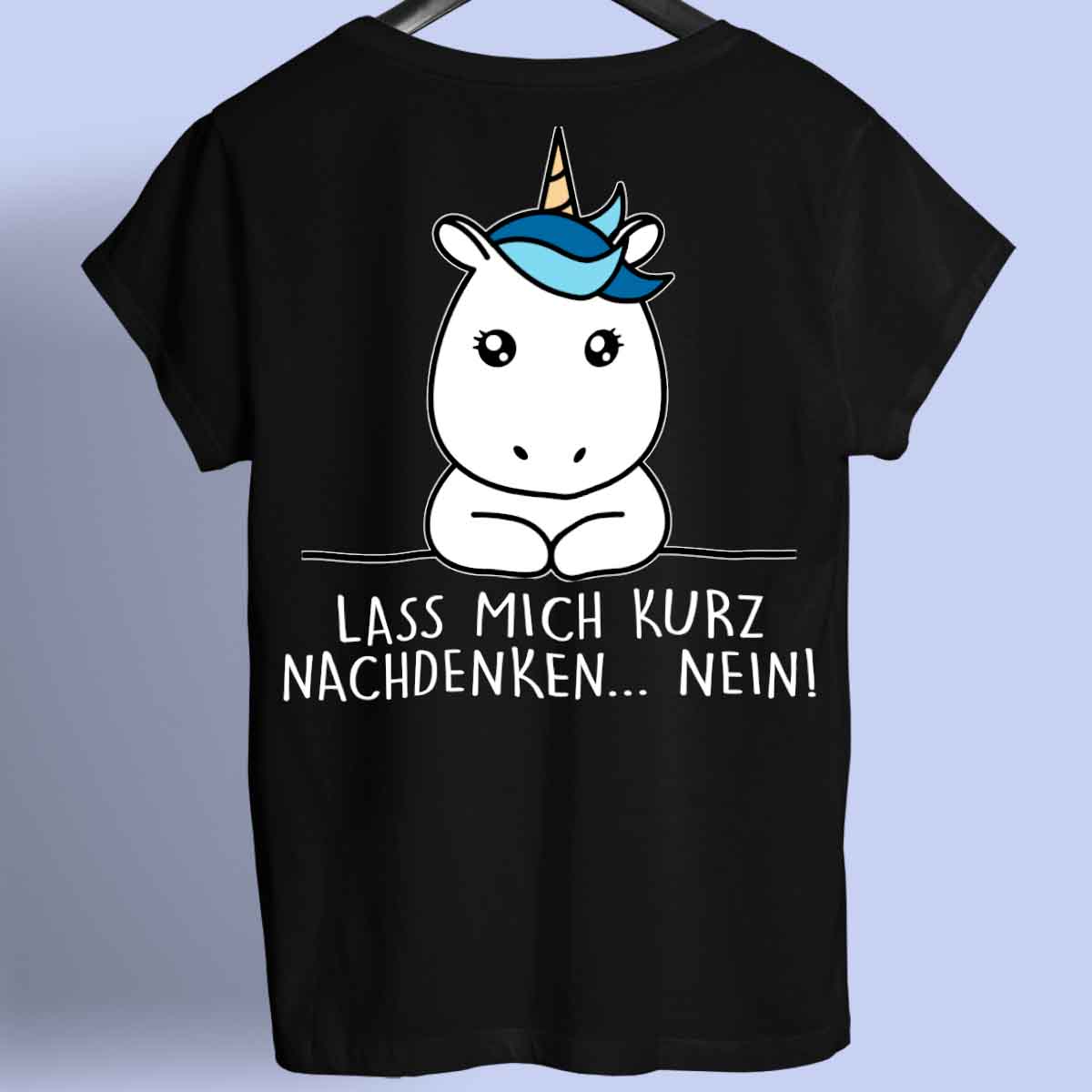 Nachdenken Simple Einhorn - Shirt Rückendruck