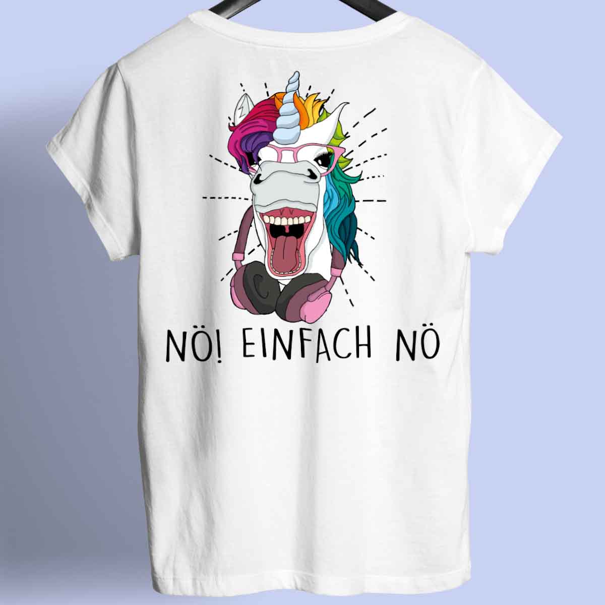 Nö! Hipster Einhorn - Shirt Rückendruck